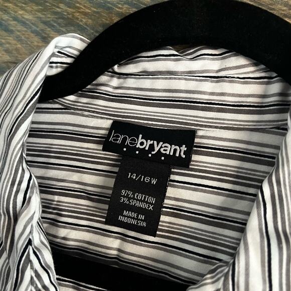 Lane Bryant Black and White Striped Button Down Shirt - Picture 10 of 11